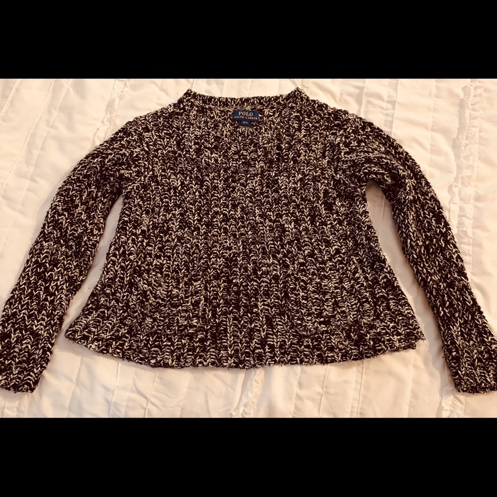 Polo black and white cropped sweater